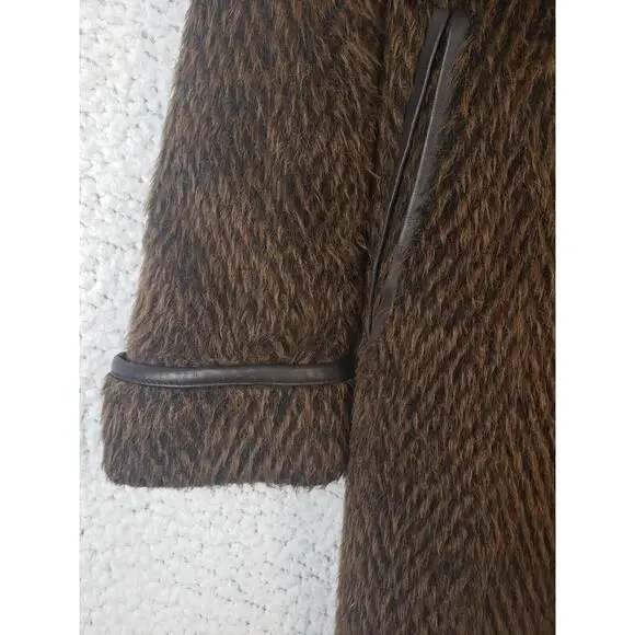 Katherine Kelly Women's Alpaca Wool Faux Fur Coat 8 Brown Elegant Old Hollywood - Picture 5 of 10